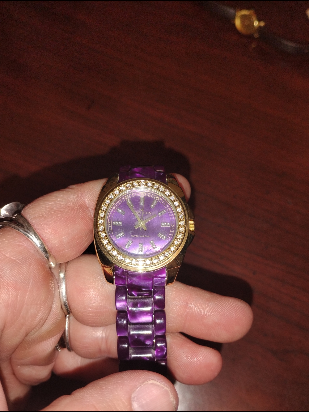 Anne Klein Purple and Gold Crystal Accent Women's Watch